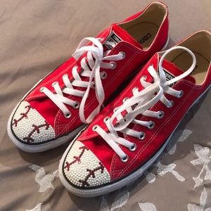 Red Converse with Baseball Design